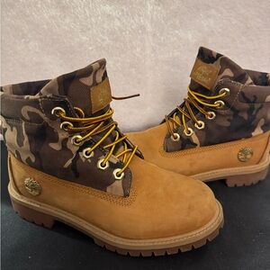 Timberland Tan and Camo Boots